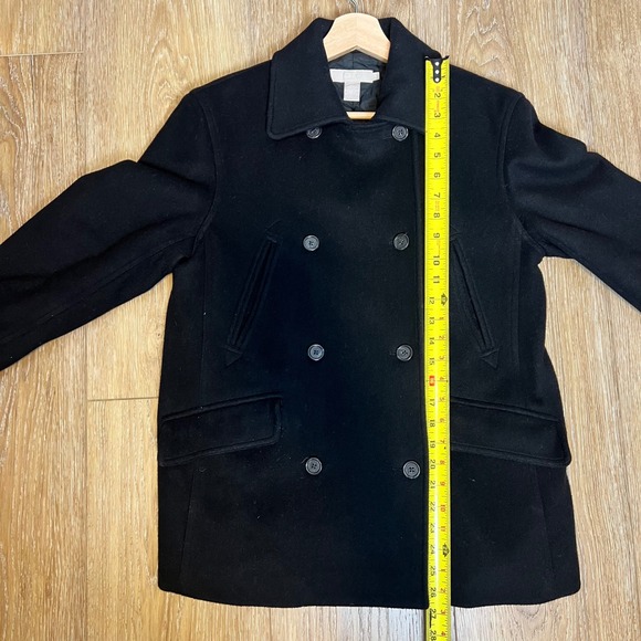 Vintage J.Crew Black Wool Peacoat | 90s Y2K Classic Double Breasted Coat size XS - Picture 6 of 11